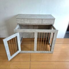 未使用訳あり 大理石柄　シャンパンゴールド 幅90cm 奥行40cm 収納付き ペットケージ ペットサークル 省スペース 室内サークルの画像