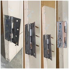 ガラス扉　淡いピンク色　クリアガラス　リメイク品　サイズ　高さ173cm 横幅74.3cm 厚さ3.2cm  中古品の画像