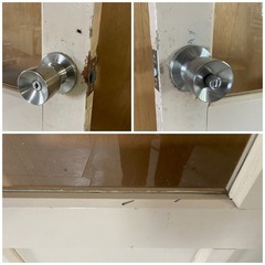 ガラス扉　淡いピンク色　クリアガラス　リメイク品　サイズ　高さ173cm 横幅74.3cm 厚さ3.2cm  中古品の画像