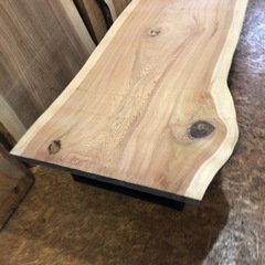 大特価 209cmサイズ 一枚板ダイニングローテーブル 高さ変更可 近場配送無料の画像