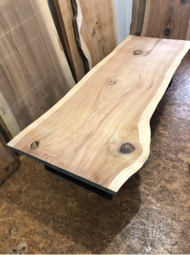 大特価 209cmサイズ 一枚板ダイニングローテーブル 高さ変更可 近場配送無料