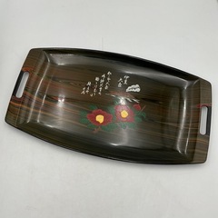 和風お盆 2枚セット トレー 椿柄・竹柄 レトロ 和モダンの画像