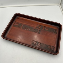 和風お盆 2枚セット トレー 椿柄・竹柄 レトロ 和モダンの画像