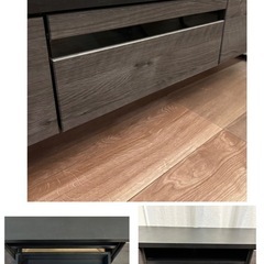 お洒落！　ブラック×グレー木目　テレビボード　180センチ　の画像