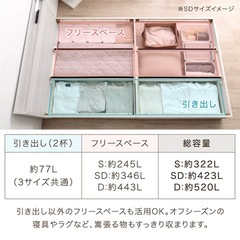 美品！収納付きダブルベッド　マットレス付き　引き出し付き　すのこの画像