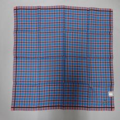 ( E-38 )Vivienne Westwood ヴィヴィアン・ウエストウッド チェック柄 ブルー×ピンク オーブ刺繍 ハンカチーフ 未使用 長期保管品の画像