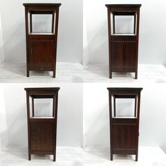 オールドカリモク/ 電話台/ FAX台/ 飾り台/ 収納棚/ 鋲打ち/ 木棚/ 木製キャビネット/ 飾り台/ 花台/ 和風/ ヴィンテージ C0EY0116の画像