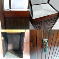 オールドカリモク/ 電話台/ FAX台/ 飾り台/ 収納棚/ 鋲打ち/ 木棚/ 木製キャビネット/ 飾り台/ 花台/ 和風/ ヴィンテージ C0EY0116の画像