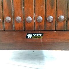 オールドカリモク/ 電話台/ FAX台/ 飾り台/ 収納棚/ 鋲打ち/ 木棚/ 木製キャビネット/ 飾り台/ 花台/ 和風/ ヴィンテージ C0EY0116の画像