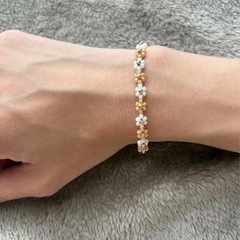 フラワーデザイン ブレスレット ハンドメイド　韓国の画像