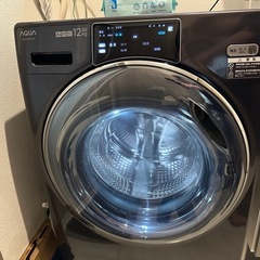 2022年製AQUA アクア AQW-DX12N ドラム式洗濯乾燥機 左開き 洗濯12kg/乾燥6kg シルキーブラック 引取のみの画像