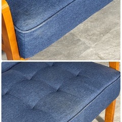 2人掛けソファ シンプルデザイン ブルー ファブリック 布地 2Pシーター 家具 札幌市白石区の画像