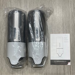 シャンプーディスペンサー シャンプーボトル マグネット 磁石 壁掛け レバー方式 詰め替え 大容量 軽量 ダークグレー 2本セットの画像