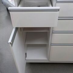 ミドルレンジボード 白エナメル 幅120㎝ キッチンカウンター 食器棚 レンジ台 ホワイト　西岡店 の画像