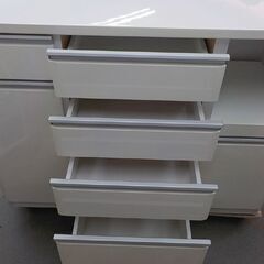 ミドルレンジボード 白エナメル 幅120㎝ キッチンカウンター 食器棚 レンジ台 ホワイト　西岡店 の画像