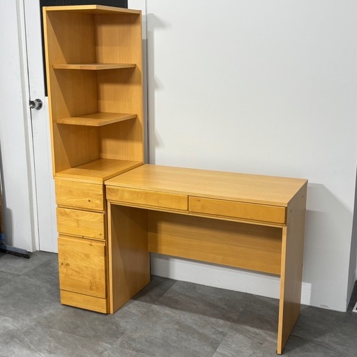 千趣会 ベルメゾン デスク サイドラック付き ナチュラル 机 家具 札幌市白石区