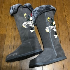 激レア DON ED HARDY エドハーディ ムートンロングブーツ 7 24cm位の画像