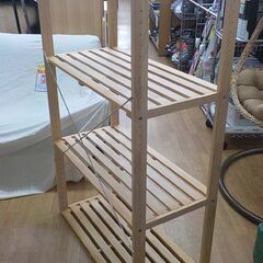 美品☆ パインラック ナチュラル 幅82×高137㎝ ウッドシェルフ 3段 北欧 パイン材 収納棚 4段　西岡店　の画像