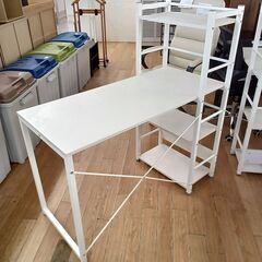 ★リユースのサカイつくば店★TK7383  棚付き収納デスク ホワイト H116×D53×W110 クリーニング済みの画像
