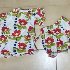 90USED 赤いお花の甚平の画像