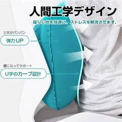 エアー枕 トラベルピロー キャンプ用枕 折り畳める プレスで空気入れ デスクワーク 旅行用 エアー クッション 空気 ポンプ付き 軽い コンパクト 持ち運び 休憩の画像