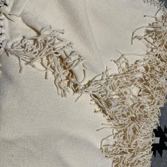 アイボリー フリンジ付き マルチカバーの画像