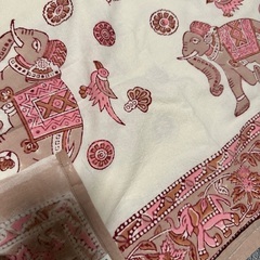 象と花のプリント マルチカバー 150x225cmの画像