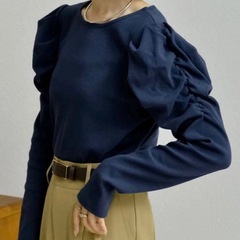 Re:EDIT リエディ　パフスリーブリブクルーネックカットソー2枚の画像