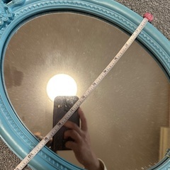 Francfranc 装飾的な水色の楕円形壁掛け鏡の画像