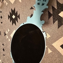 Francfranc 装飾的な水色の楕円形壁掛け鏡の画像