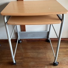 キーボードトレイ付き パソコンデスク PCデスク 机 キャスター付きの画像