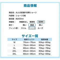 失禁パンツ 3枚セット 男 メンズ 尿漏れ パンツ 漏れない 介護 ボクサー トランクス 高齢者 シニア 大人 中失禁 重失禁 200cc 大容量 吸収 コットン 綿 通気性の画像