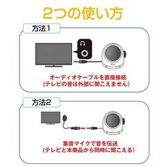 お手元スピーカー 小型 テレビ 大音量 高齢者 音はっきり 設定不要 簡単 電池式 有線 コード長5m 家族 深夜 ボリューム 集音 拡声 補聴 キッチン リビング 寝室の画像