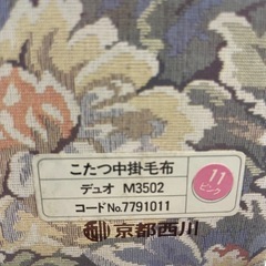 【未使用】 コタツ中掛毛布 180×180 京都西川  デッドストック レトロ【1115-35】の画像