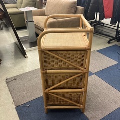 サ2511-310 ラタン 3段チェスト 藤 キズ汚れ有りの画像