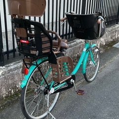 ◎今月中PayPay10%還元中＜整備済＞マルイシ ふらっかーず・3人子供乗せ自転車・グリーン系 内装3段変速 LEDオートライト 24−26インチの画像