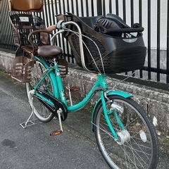 ◎今月中PayPay10%還元中＜整備済＞マルイシ ふらっかーず・3人子供乗せ自転車・グリーン系 内装3段変速 LEDオートライト 24−26インチの画像