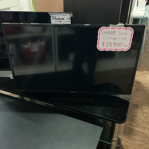 液晶テレビ?高年式?32V型❣️SHARPシャープ2024年製2T-C32DEリモコンなし?黒ブラック