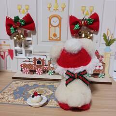 今だけキャンペーン　クリスマスマルチーズ　　手作り樹脂ケーキ付き　羊毛フェルトの画像