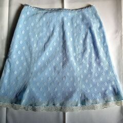Smoothy フレンチスカイブルー×ライトスカイブルー メッシュ重ねスカート レース ミニ丈 サイズMの画像