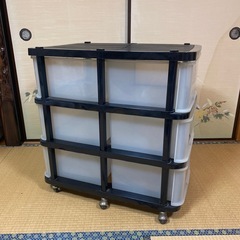 収納ケース　3段×2列　キャスター付き　ブラックの画像