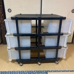 収納ケース　3段×2列　キャスター付き　ブラックの画像