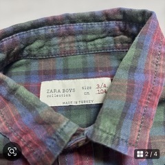 ZARA BOYS チェック柄長袖シャツ 3/4サイズ　100cm
の画像