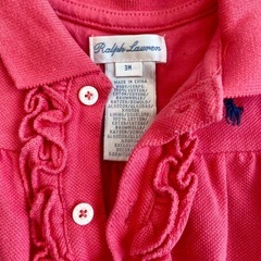 【美品】Ralph Lauren ピンクロンパース 3Mの画像