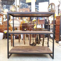 ヴィンテージ調 アイアン 3段シェルフ ラック オープンシェルフ 定価12990円 検) インダストリアル★幅90㎝×奥行40㎝×高さ90㎝★近隣配送無料 買取帝国 朝霞店の画像