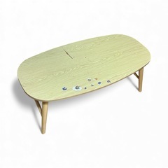 ニトリ 折りたたみテーブル 楕円 棚付き ジャンク品 の画像