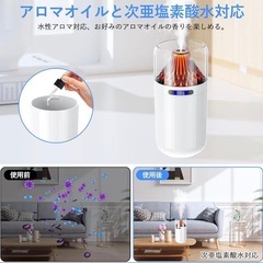 【新品】加湿器 卓上 小型 360ML Type-C充電式 超音波 火山型 ホワイト★の画像