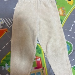 グレー フリル付きトップス ベージュ コーデュロイパンツ 100の画像