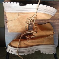 新品 24cm レディース ブーツ ブラウン 厚底 シューズ サイドゴア 識別番号:【B132-S】の画像