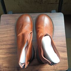 新品 22.5cm レディース ブーツ ブラウン 厚底 シューズ サイドゴア 識別番号:【B133-S】の画像